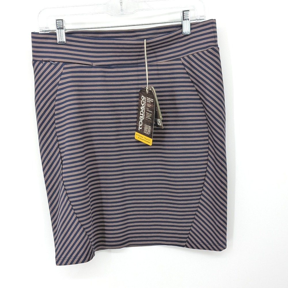 Toad&Co Transita Skirt Women Medium Blue Stripe Modern Travel UPF 40+ Gorpcore